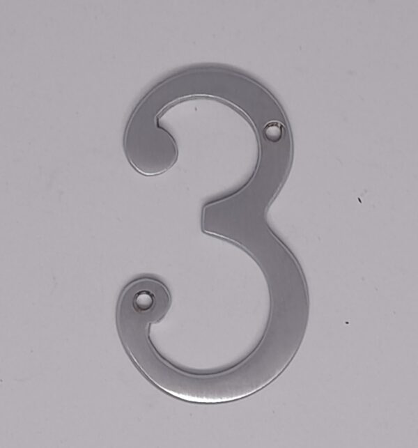 Traditional Numeral 3 75mm Satin Chrome