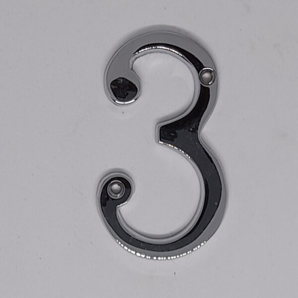 Traditional Numeral 3 75mm Polished Chrome