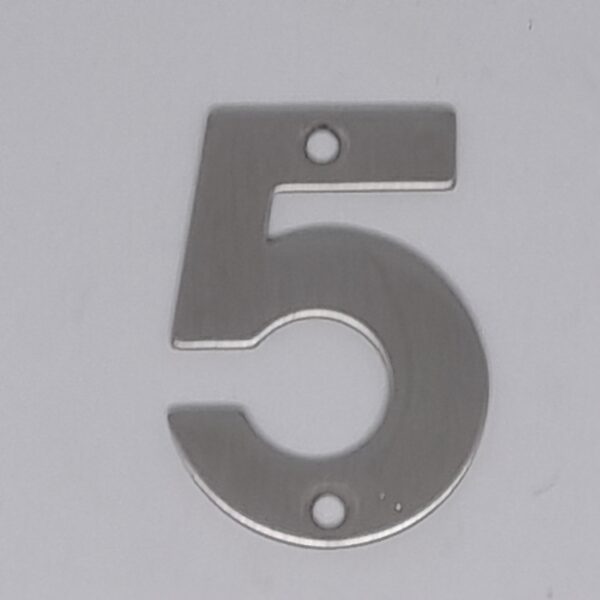 Numeral 5 50mm Satin Stainless Steel