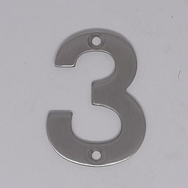 Numeral 3 50mm Satin Stainless Steel