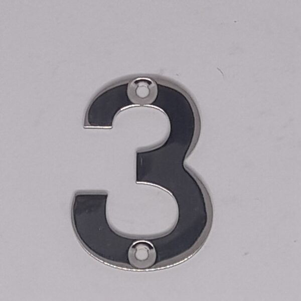 Numeral 3 50mm Polished Stainless Steel