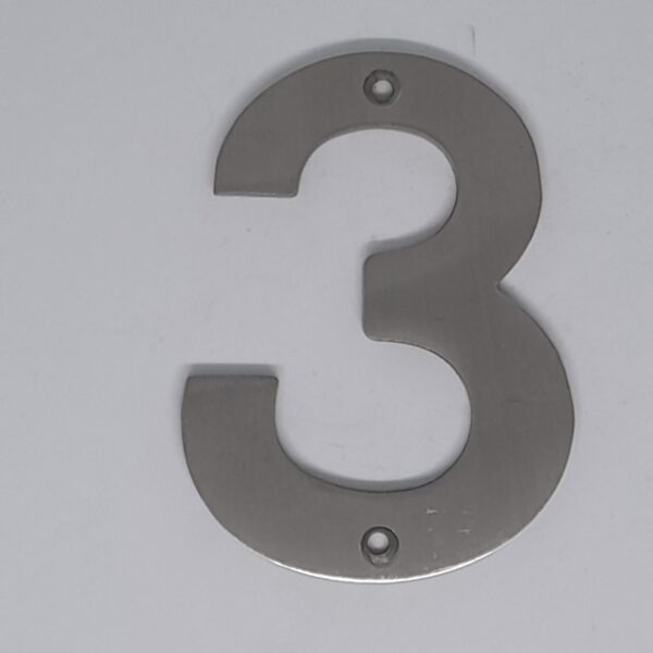 Numeral 3 100mm Satin Stainless Steel