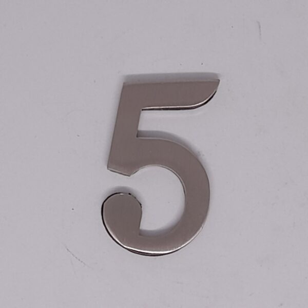 Self Adhesive Numeral 5 50mm Satin Nickel