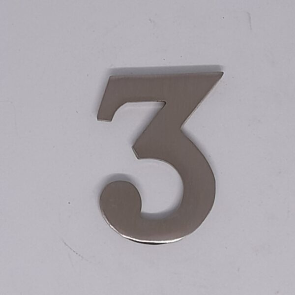 Self Adhesive Numeral 3 50mm Satin Nickel