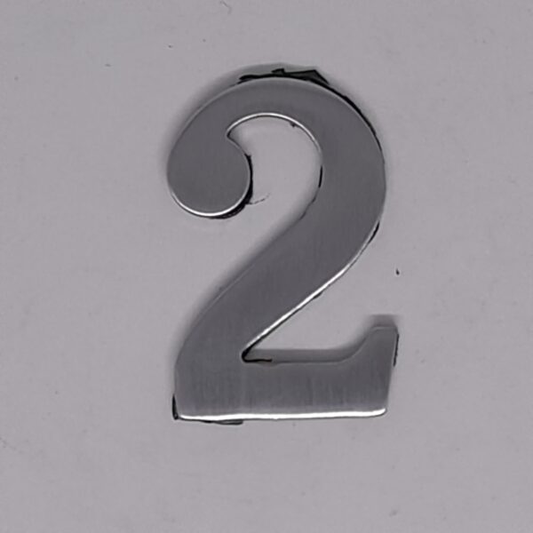 Self Adhesive Numeral 2 50mm Satin Chrome