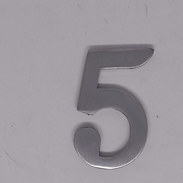 Self Adhesive Numeral 5 50mm Satin Chrome