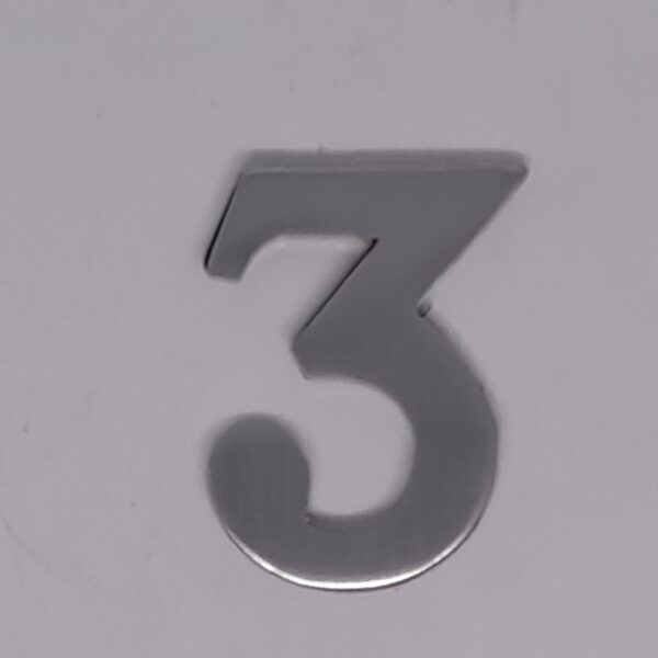 Self Adhesive Numeral 3 50mm Satin Chrome