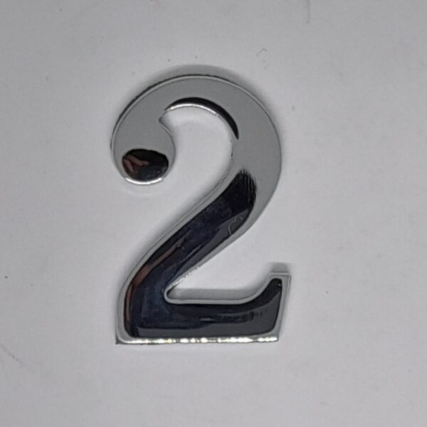 Self Adhesive Numeral 2 50mm Polished Chrome