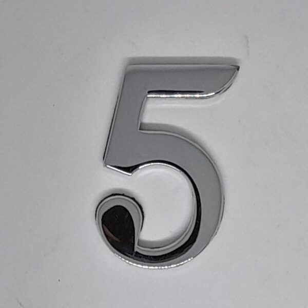 Self Adhesive Numeral 5 50mm Polished Chrome