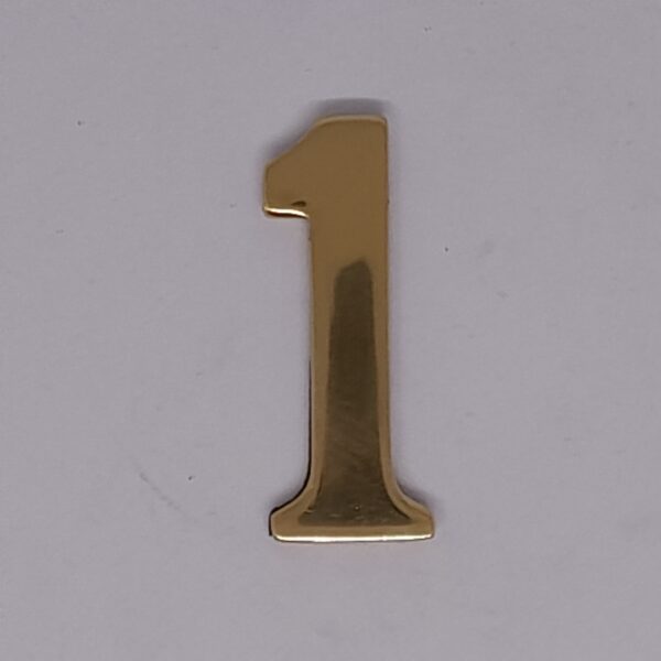 Self Adhesive Numeral 1 50mm Polished Brass