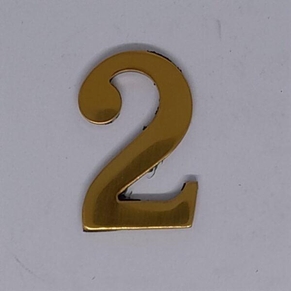 Self Adhesive Numeral 2 50mm Polished Brass