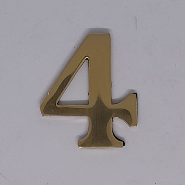 Self Adhesive Numeral 4 50mm Polished Brass