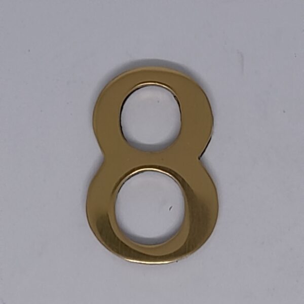 Self Adhesive Numeral 8 50mm Polished Brass