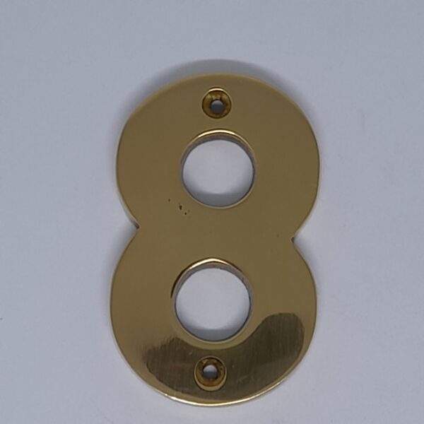 Modern Numeral 8 76mm Polished Brass