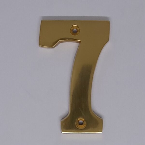 Modern Numeral 7 76mm Polished Brass