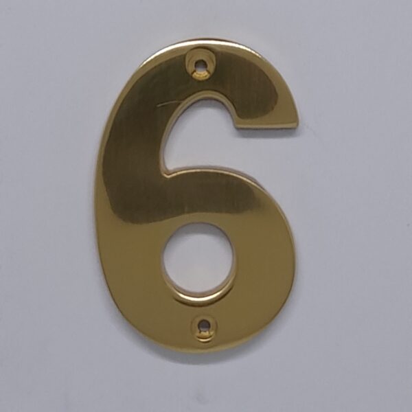 Modern Numeral 6/9 76mm Polished Brass