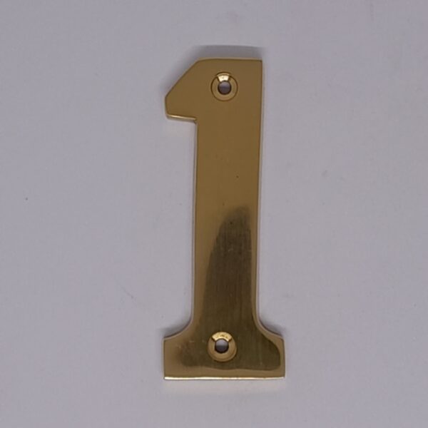 Modern Numeral 1 76mm Polished Brass