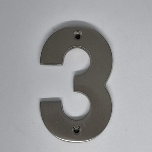 Modern Numeral 3 76mm Satin Chrome