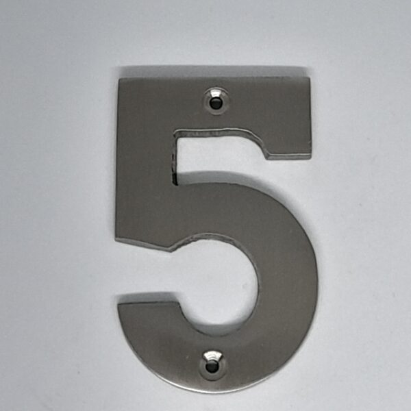 Modern Numeral 5 76mm Satin Nickel