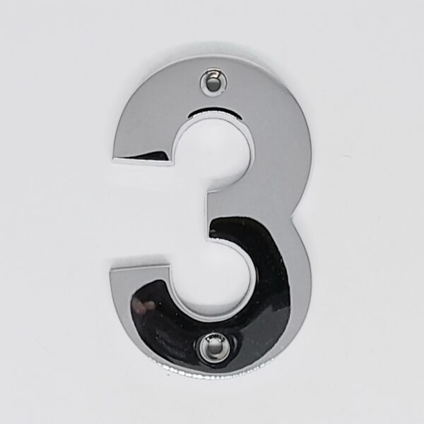 Modern Numeral 3 76mm Polished Chrome